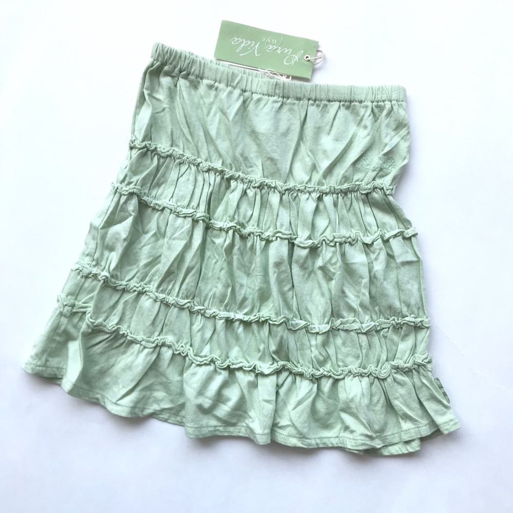 NWT Pura Vida NYC Green Shirred Tiered Bohemian Elastic Waist Skirt Girls 3T